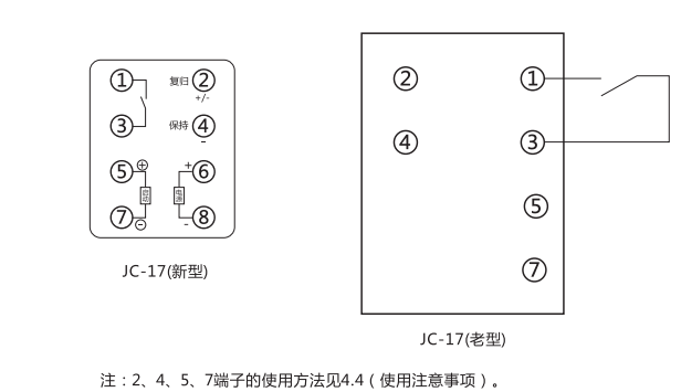 JC-17沖擊繼電器產品面板布置圖2