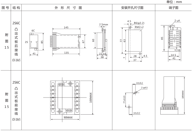 DZZ-11組合中間繼電器外形及安裝尺寸圖片