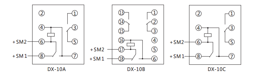 DX-10A閃光繼電器內(nèi)部接線及外引接線圖