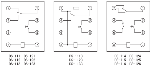 DS-112時(shí)間繼電器內(nèi)部接線及外引接線圖(背視圖)圖片