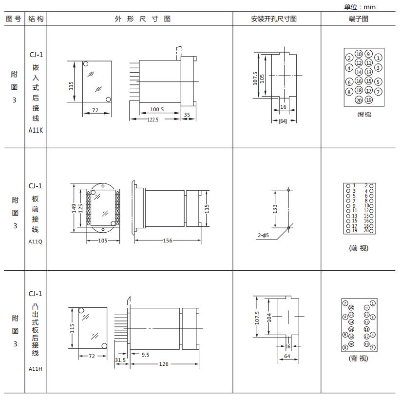 DY-31電壓繼電器外形及開(kāi)孔尺寸圖