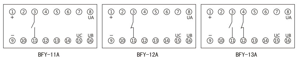 BFY-12A負(fù)序電壓繼電器內(nèi)部接線及外引接線圖