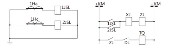 JSL-11繼電器構(gòu)成的二相式定時(shí)限保護(hù)的原理圖