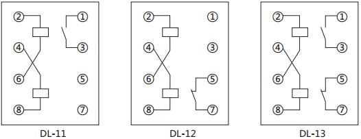 DL-11電流繼電器內(nèi)部接線及外引接線圖(背視圖)