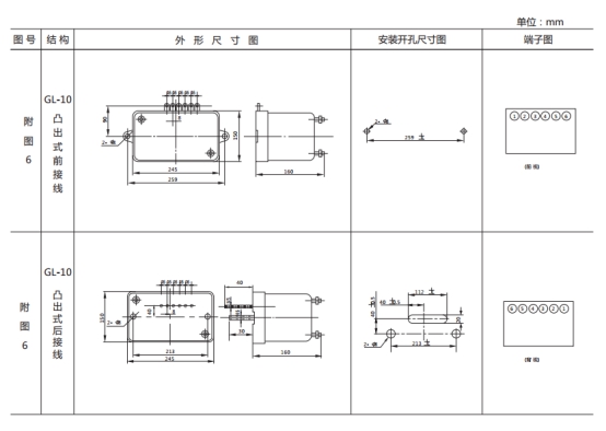 GL-25過(guò)流繼電器外形結(jié)構(gòu)及安裝尺寸圖片