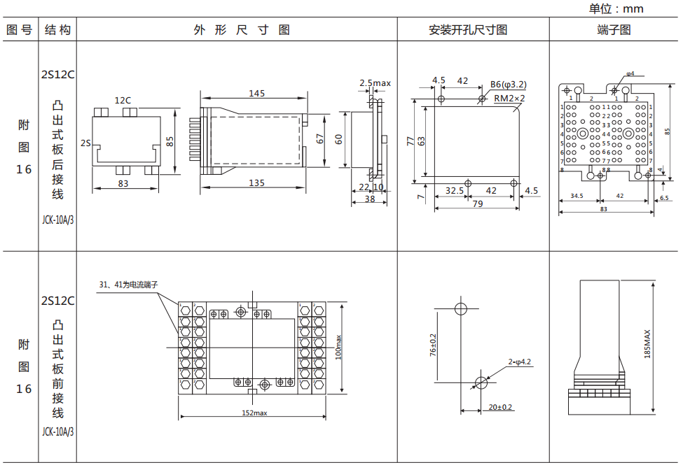 DZ-700E/3030中間繼電器外形及開孔尺寸