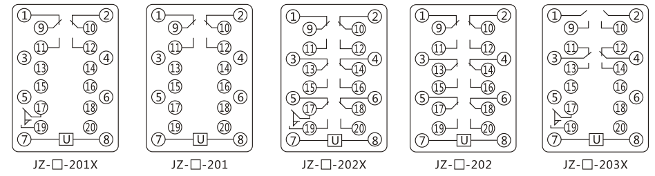 JZY（J)-15靜態(tài)中間繼電器內(nèi)部接線圖及外引接線圖