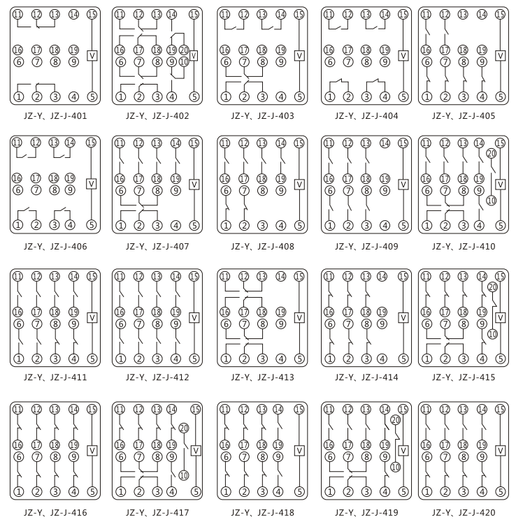 JZY（J)-15靜態(tài)中間繼電器內(nèi)部接線圖及外引接線圖