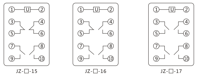 JZY（J)-212靜態(tài)中間繼電器內(nèi)部接線圖及外引接線圖