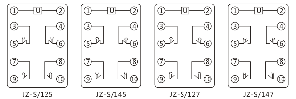 JZ-S/321靜態(tài)可調(diào)延時(shí)中間繼電器內(nèi)部接線圖及外引接線圖