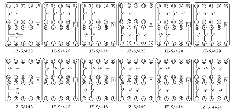 JZ-S/321靜態(tài)可調(diào)延時(shí)中間繼電器內(nèi)部接線圖及外引接線圖