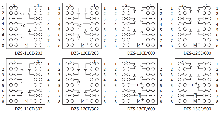 DZS-12CE/203延時中間繼電器內(nèi)部接線圖及外引接線圖